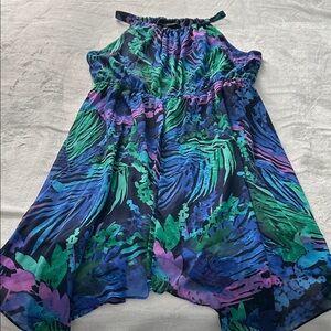 Lane Bryant Blue Green Purple High Low Dress